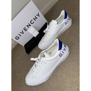 $675 Givenchy City Sport Rear Logo Print Sneakers - WHT/BLUE - 46/13 - NWB.